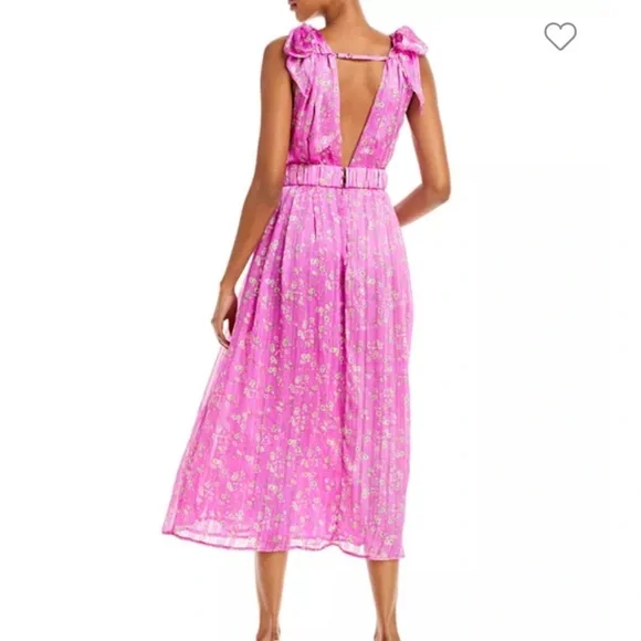 Sabina Musayev Terranova/Kimber Floral Chiffon Midi Dress - Large, Fuchsia/Pink - Picture 11 of 15